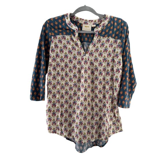Anthropologie Tops - Maeve Anthropologie Mandan Top V-Neck Mixed Media Blouse Boho Colorful MEDIUM RN